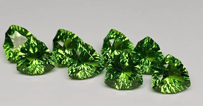 12X12 MM peridot quartz  fancy trillion shape, concave cut trillion - Image 1 of 4