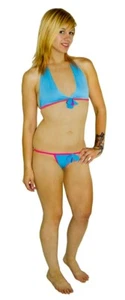Espiral Two Piece Set Top and Thong - Style #265 - Extra Large -Turquoise/Pink - Picture 1 of 1