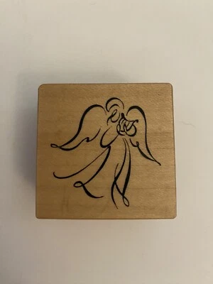 PSX D-2435 Ángel Tocando Instrumento Musical Sello de Goma Montado en Madera RS7 Foto 1 de 4