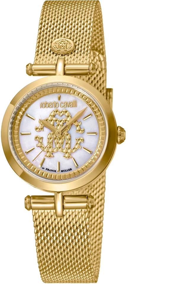 Roberto Cavalli by Franck Muller RV1L074M0066 white mop gold Women's Watch NEW - Image 1 of 1