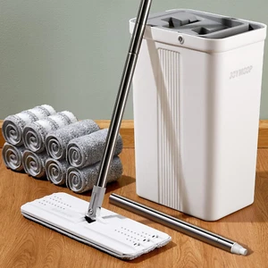 Mop and Bucket with Wringer Set, Flat Squeeze Mop Flat Head Mop, Dust Mops for W - Picture 1 of 8