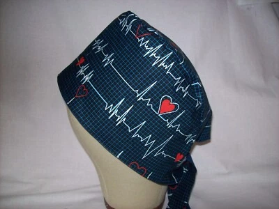 Gorra Exfoliante Quirúrgica Hombre/Mujer Forrada Corazón Latido Azul Marino/Negro 100% Algodón Foto 1 de 3