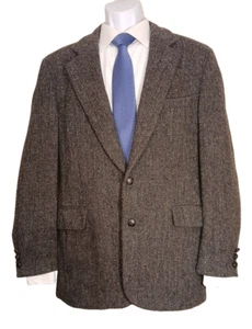 Harris Tweed 40R Scottish Wool Gray Blazer Sport Coat Suit Jacket Herringbone - Picture 1 of 7