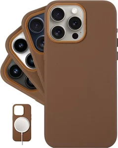 LONLI Classic Hülle - iPhone 15 Pro Max - Europäisches Nappaleder Saddie braun - Bild 1 von 5