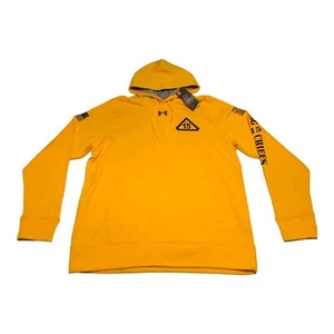 Under Armour Hustle Fleece Hoodie Yellow Navy Chief Sweater 1300123 751 Sz L - Picture 1 of 6