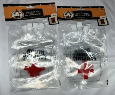2 juegos de bolsas de bebidas para fiestas de Halloween 8 piezas bolsas de sangre de vampiro con tapas de cubierta Foto 1 de 4