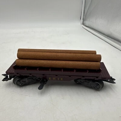 MARX O GAUGE ERIE MANUAL LOG DUMP CAR WITH 5 LOGS - EX++ - Image 1 of 4