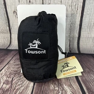 Towsont Camping Single Portable Lightweight Nylon Parachute Hammock - Black - Picture 1 of 2