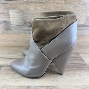 IRO Ankle Boots Keira Taupe Leather & Suede Size 38 Pointed Toe Booties - Picture 1 of 7