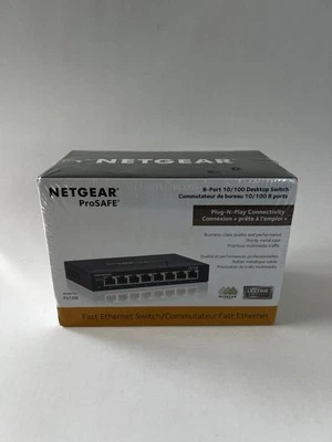 Netgear ProSAFE 8-port 10/100 Desktop Ethernet Switch Model #FS108 - BRAND NEW - Image 1 of 4