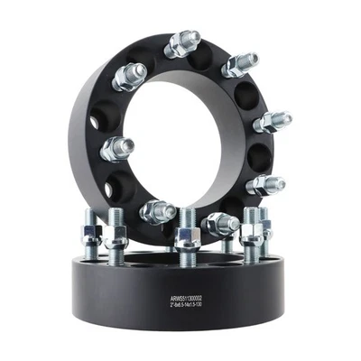 2Pcs Wheel Spacers 2" 8x6.5" M14x1.5 130mm Black Foto 1 de 4