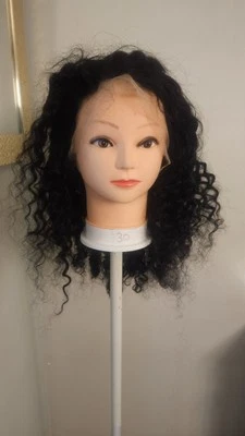 High-Quality Top 18"to 20" Black Wavy 150% Virgin Human Hair  Lace Wig  - Image 1 of 4