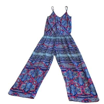 Tommy Bahama Mujer Mono Recortado S Riviera Azulejo Boho Resort Vacaciones SIN CINTURÓN Foto 1 de 4