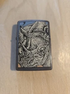 1993 Vintage Zippo Lighter Barrett Smythe RHINO Endangered Animals Rhino - Picture 1 of 5