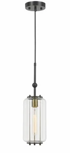 Cal Lighting Natchez Metal & Glass Pendant Light, Two-Tone with Edison Bulb - Picture 1 of 6