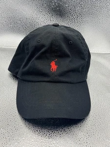 Polo Ralph Lauren Mütze Kappe Riemen hinten Herren Einheitsgröße schwarz rot Pony Logo - Bild 1 von 8