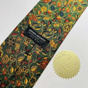 Vintage - Neu Zustand Brooks Brothers grüne Seidenkrawatte mit bunten Blumen 58 x 3,25 Zoll  - Bild 1 von 11