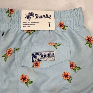 Trunks Surf & Swim Co 6” Flower Swim Shorts Blue Size Large NWT - Picture 1 of 10