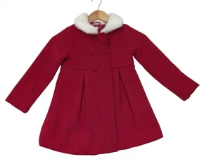 Max Studio Kids Winter Coat Girls 6 Red White Faux Fur Collar Dressy Holiday - Picture 1 of 8
