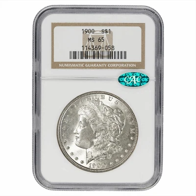 Dólar de plata Morgan 1900 $1 NGC MS 65 CAC Foto 1 de 3