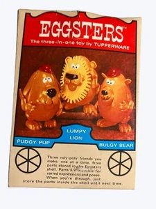 Tupperware Eierster 3-in-1 Spielzeug Set Pudgy Welpe Klumpiger Löwe Bulgy Bär Figuren - Bild 1 von 18