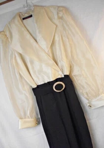 ELEGANTER Vintage JR Nites by Calendo einteiliger Damen-Overall schwarz durchsichtig gold Top M-L - Bild 1 von 9