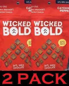 2x Wicked BOLD Cayenne Pepper 70% Dark Chocolate Candy Squares 2.5 oz - 2 PACK - Picture 1 of 3