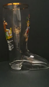 Bierstiefel 0,5 l mit Goldrand und lustigen Aufdrucken auf beiden Seiten - Bild 1 von 3