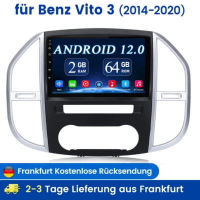 Für Mercedes Benz Vito 3 W447 10.33" Android 12 Autoradio Nav GPS Carplay 2+64GB - Bild 1 von 4