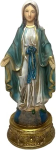 Estatua religiosa con base ornamentada, estatuilla de la Virgen María, 9 pulgadas de alto, azul y - Imagen 1 de 2