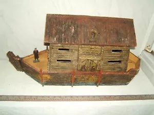 Antique Elastolin Rare Noahs Ark Composition & Wood VG Condition 24 Inch 61 cm - Picture 1 of 18