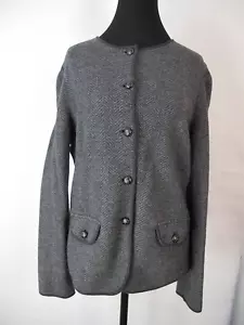 * LANDS END Damen Blazer aus 100% Wolle, Größe 12, grau, Fischgrätmuster, 5 Knöpfe - Bild 1 von 8