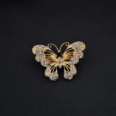 Art Deco Style Vintage Enamel White Crystal Butterfly Brooch Badge Pin Gift - image 1 of 4