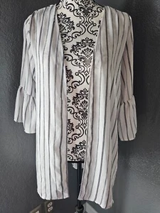 Women's Gypsies & Moondust Open Cardigan Size Medium 3/4 Sleeves Bell Striped - Picture 1 of 11