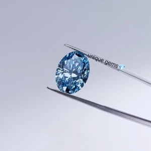 5 CT Oval Cut Loose Lab Grown Diamond Fancy Blue Color VVS1 Clarity Loose Gems - Picture 1 of 6