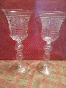 Vintage venezianische mundgeblasene Weinkelche mit hohlem Stiel zarter Barockstil - Bild 1 von 6