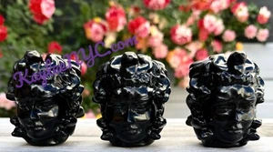 Venta al por mayor Lote 3 Piezas Natural Negro Obsidiana Medusa Cristal Energía Curativa - Imagen 1 de 8