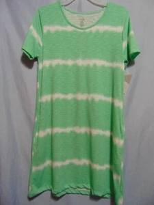 Womens Size S Mint Green Stripe T-Shirt Dress Beachwear Cover NEW w/ Tags! - Picture 1 of 4