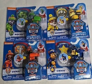 4 Pack Of Paw Patrol The Great Snow Rescue Chase , Rocky , Rubble & Zuma - Picture 1 of 10
