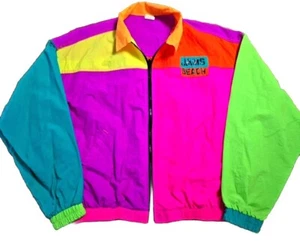 Vintage Honolulu Jams Beach Neon Jacket XL 80's 90's Rare Colorblock - Picture 1 of 3