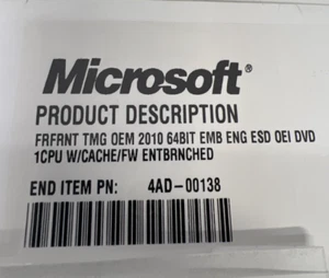 Microsoft Server Standard 2010 64BIT EMB ENG *Key Only* 4AD-00138 X05-05237 - Picture 1 of 4