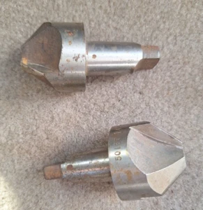 Countersinks 1-1/2" & 1-3/8" Dia 90 deg Angle, 3 Flute, HSS Taper Shank Lot Of 2 - Picture 1 of 14