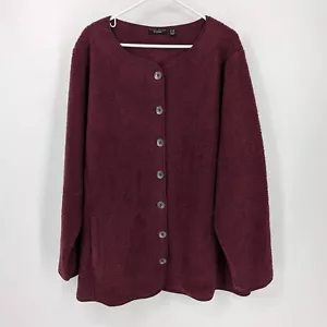 Susan Graver Weekend Knit Boucle Collarless Jacket Wine Kiss Womens Plus Size 3X - Picture 1 of 5