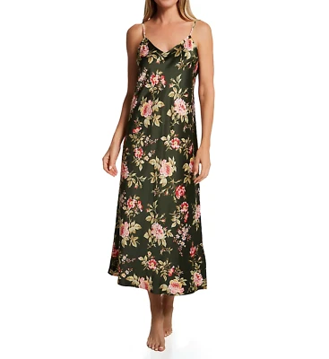 Nuevo con etiquetas $69 Lauren Ralph Lauren Verde Floral SATINADO Lencería Largo Ballet Camisón XL Foto 1 de 3