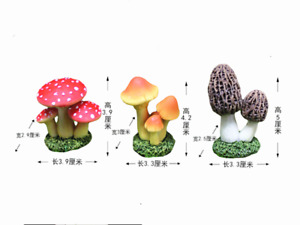 3pcs  Mushroom Fairy Decor Outdoor Garden Mini Figurine Yard Outdoor Ornaments