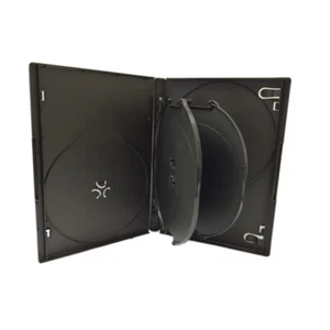 5 Standard 14mm Black 6 Disc DVD Storage Case Box with 2 Trays for CD DVD Disc - Picture 1 of 3