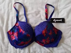 £45 Gossard FLORAL EXPLOSION 34DD Moulded Padded Underwired Plunge Bra Lace - Picture 1 of 5