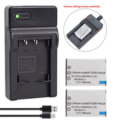 EN-EL11 Battery or charger for Nikon Coolpix S550 Coolpix S560 Optio L50 M50 M60 - Image 1 of 4