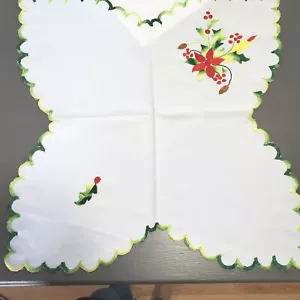 Embroidered 2 Doilies With Candles Great For The Holidays - Picture 1 of 11