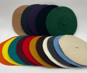 Ladies Unisex French Beret Classic Vintage Style Wooly Hat 100% Wool Winter In - Picture 1 of 19